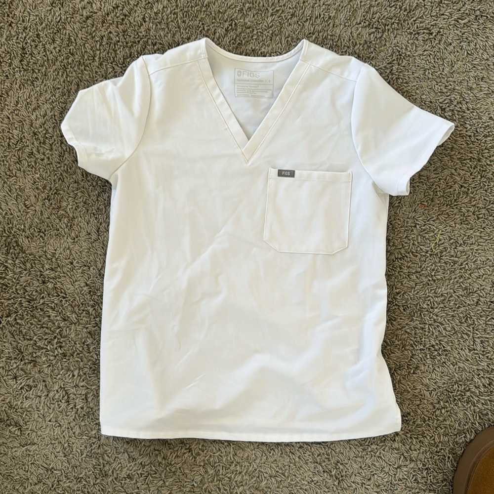 Figs Small White Scrub Top